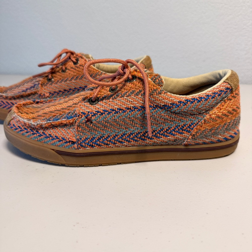 Twisted X Kicks Loafers Woven Textile Moc Toe Mens Orange Blue 7M WHYC002